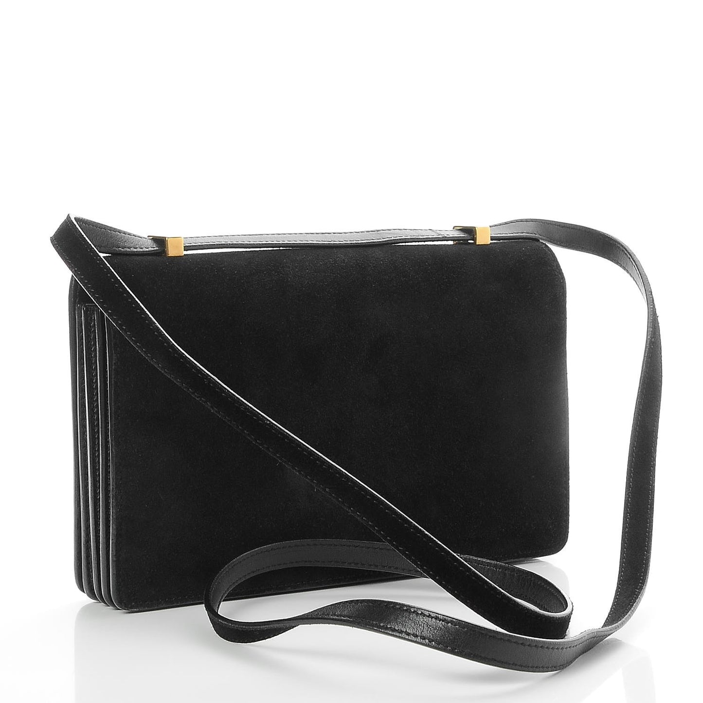 Suede Monogram Small Dylan Shoulder Bag Black