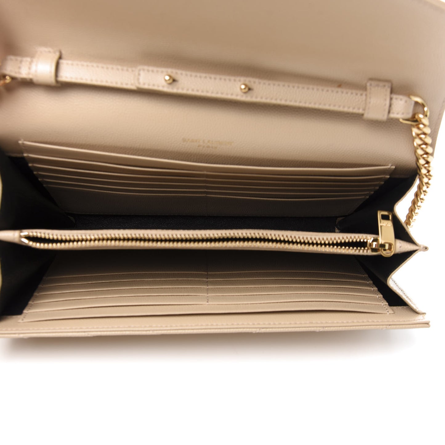 Grain De Poudre Matelasse Chevron Monogram Chain Wallet Nude Powder