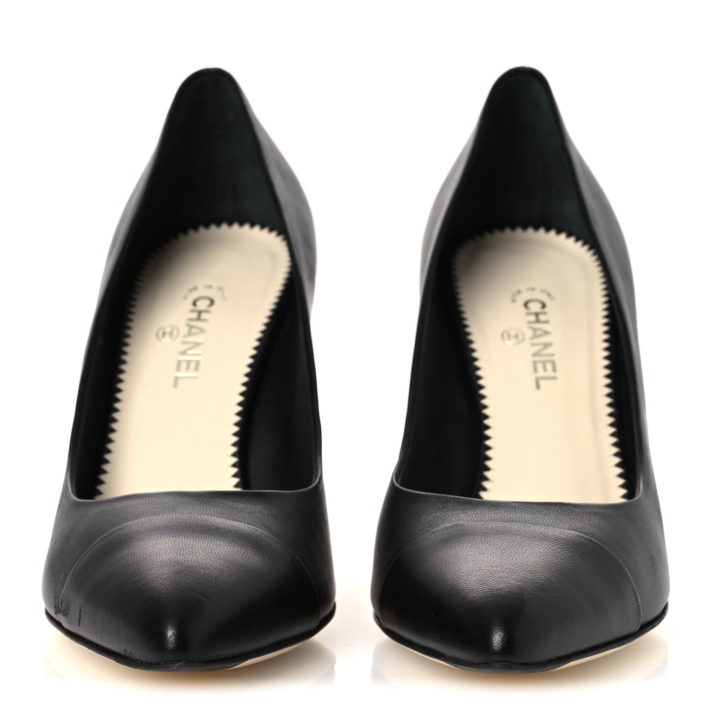 Lambskin Cap Toe CC Pumps 38 Black