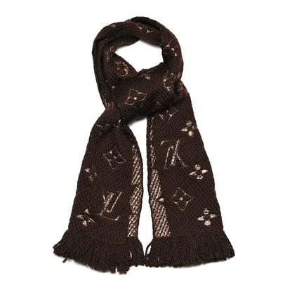 Louis Vuitton Wool Silk Logomania Shine Scarf Marron 1 of 4
