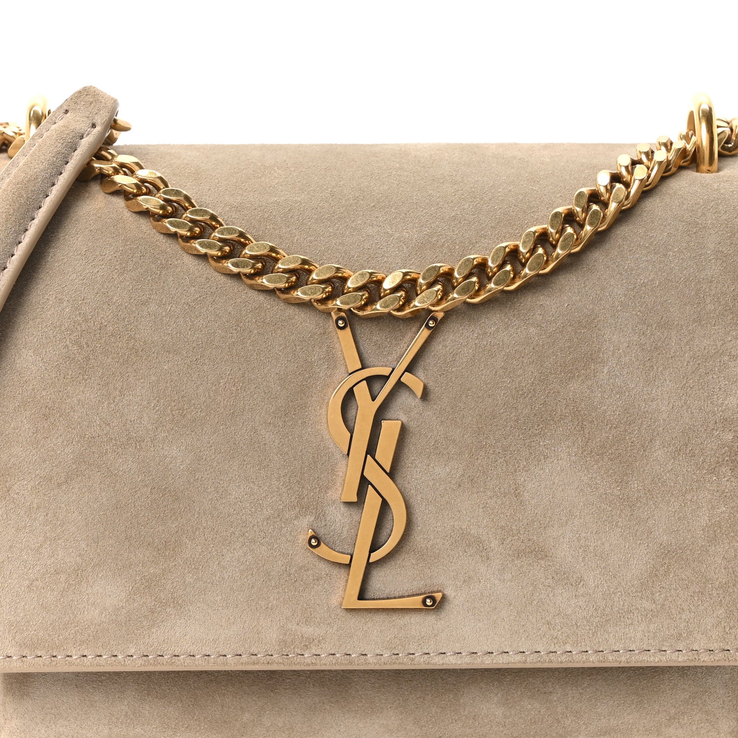 Saint Laurent Suede Calfskin Small Monogram Sunset Dark Beige 8 of 10