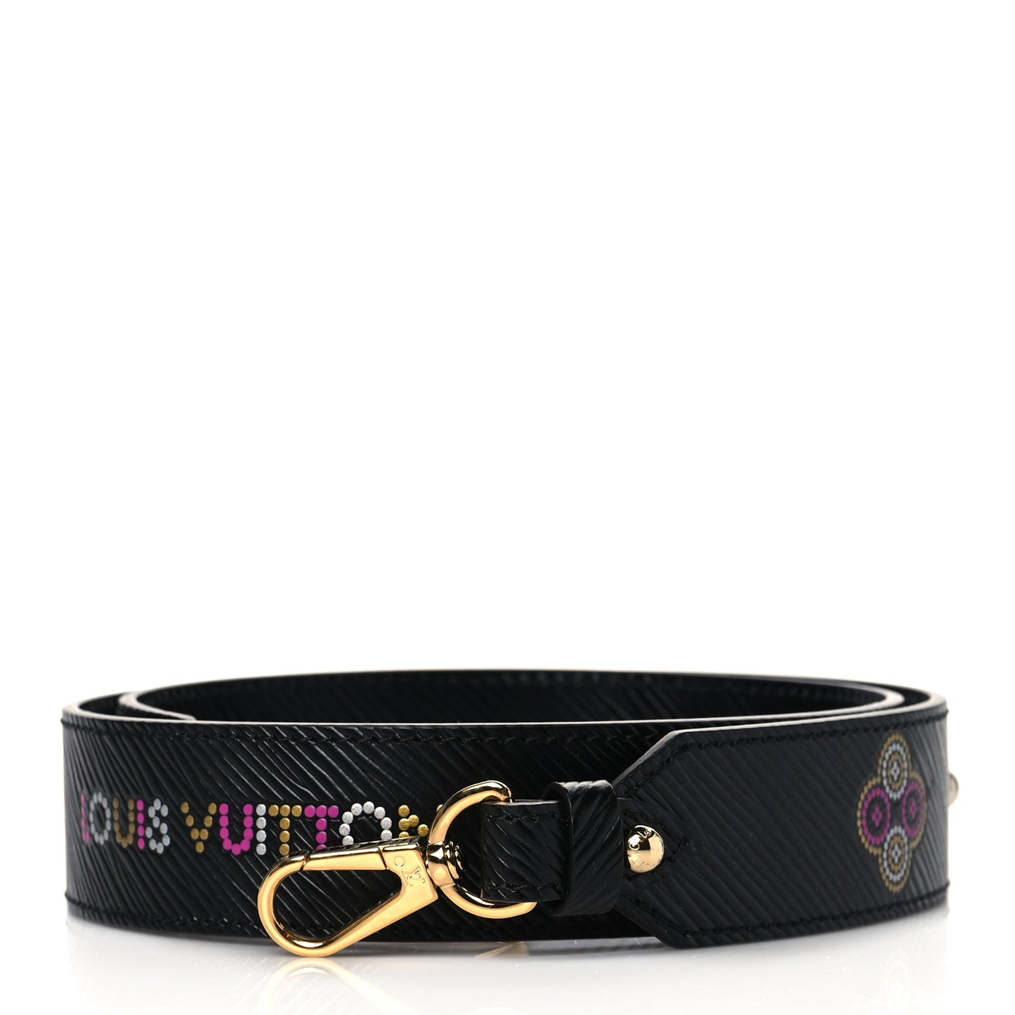 Epi Bead Embroidery Print Bandouliere Shoulder Strap Black