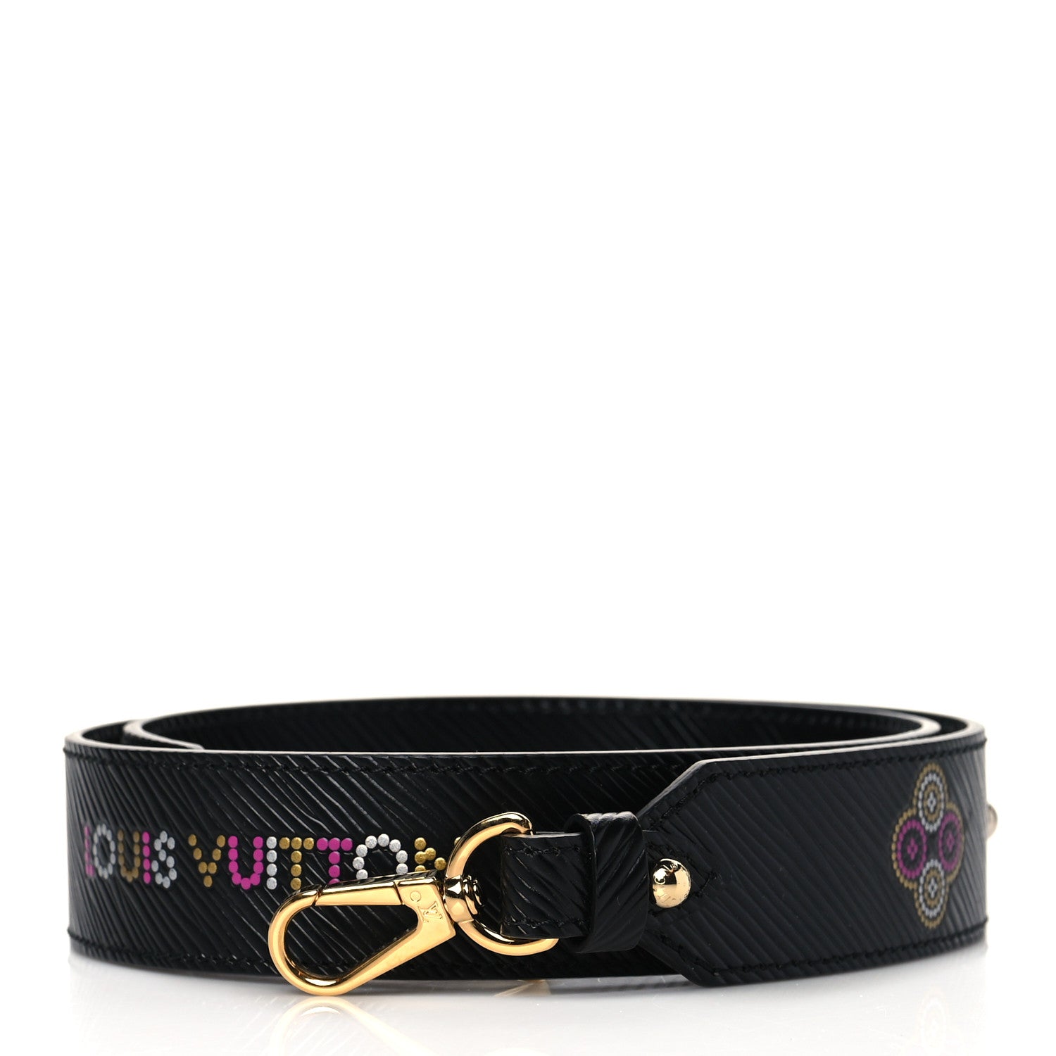 Louis Vuitton Epi Bead Embroidery Print Bandouliere Shoulder Strap Black 1 of 7