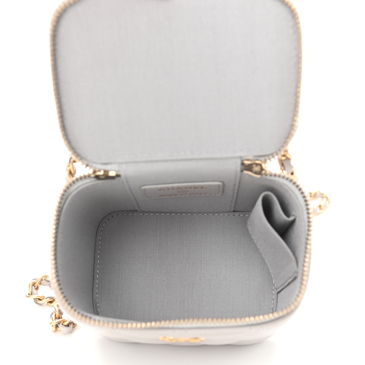 Chanel Lambskin Quilted Top Handle Mini Vanity Case With Chain Grey 5 of 11