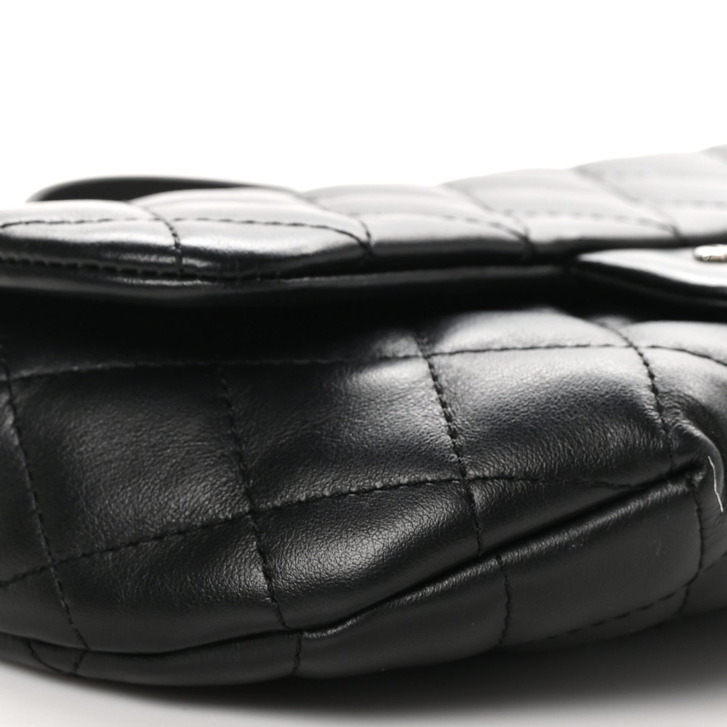 Calfskin Quilted CC Uniform Flap Belt Bag Black