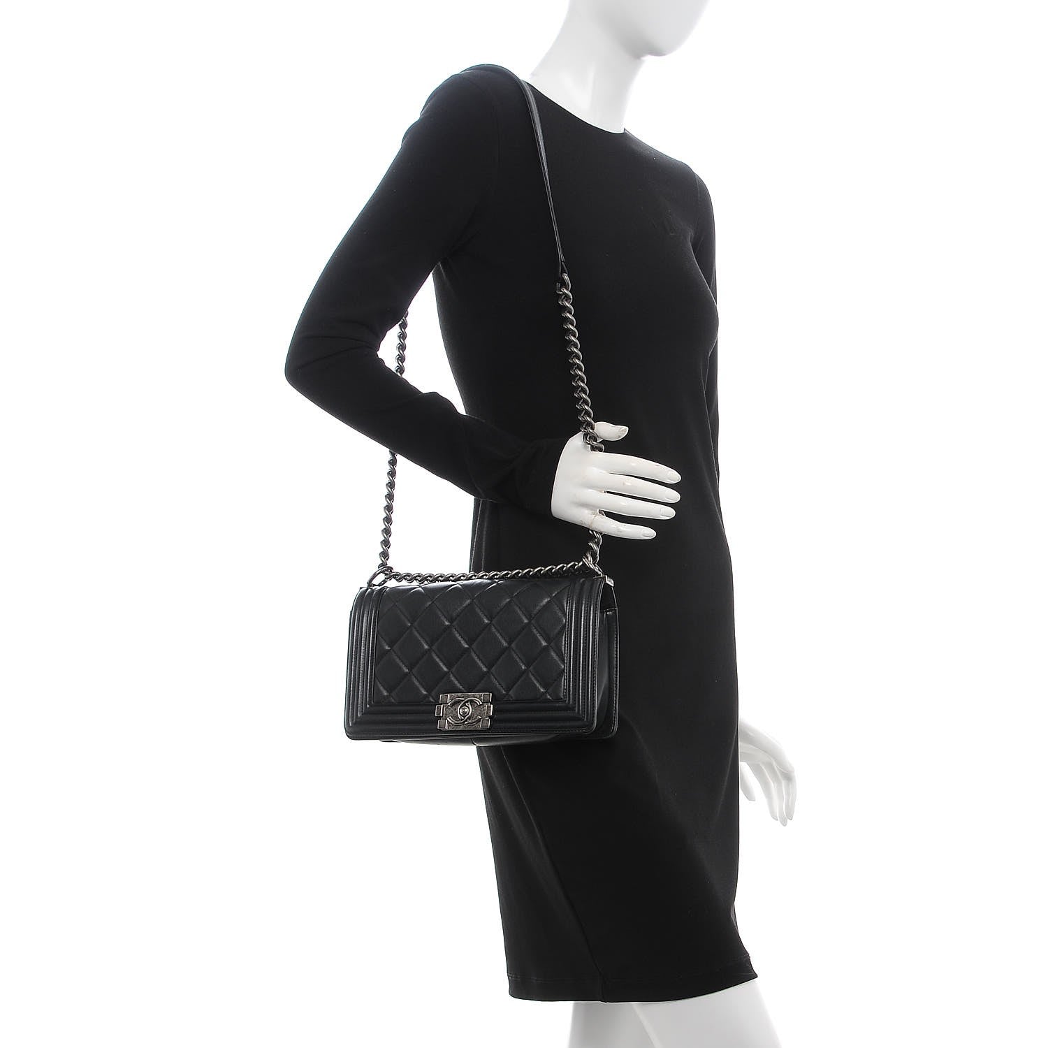 Chanel Calfskin Quilted Medium Boy Flap Black 2 of 13