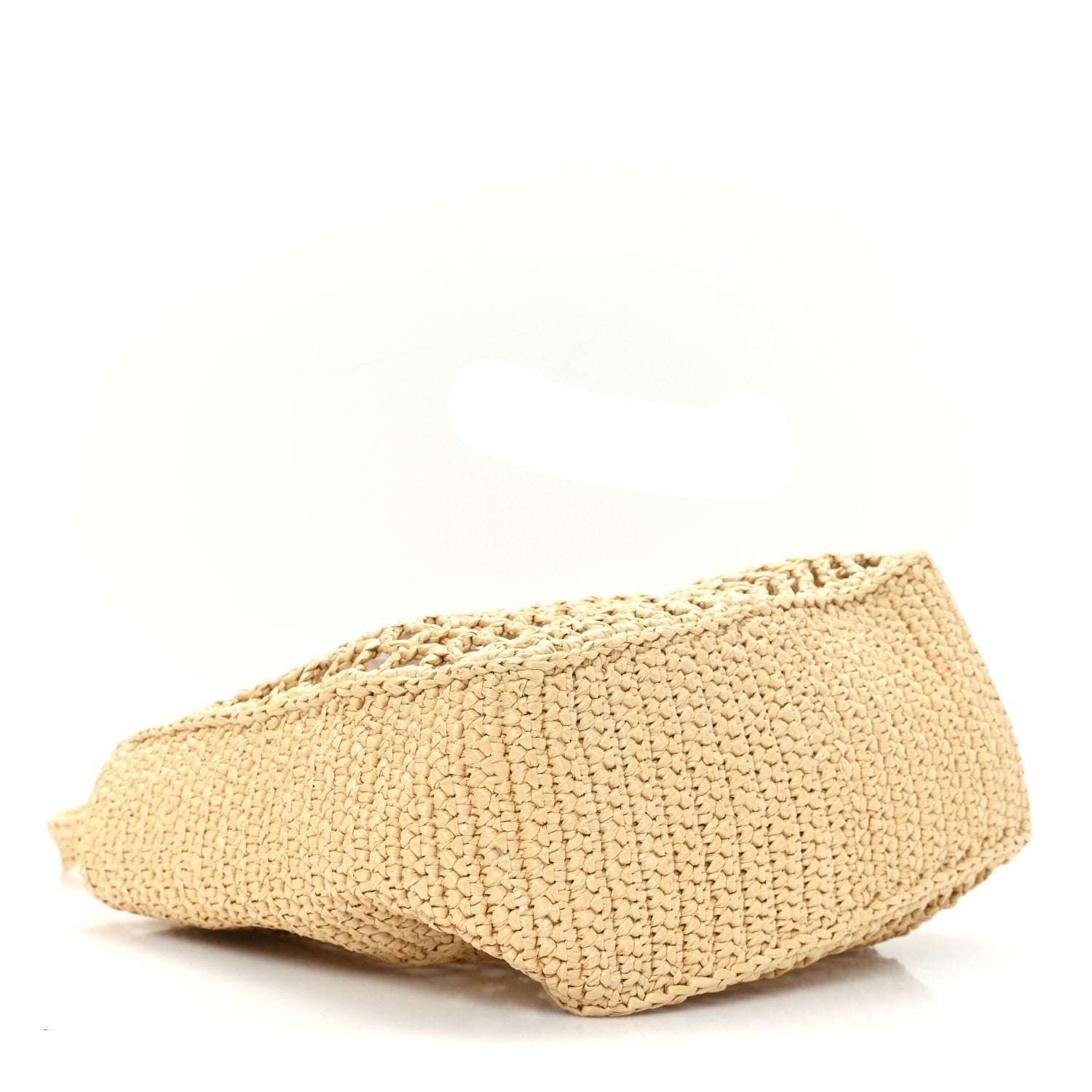 Prada Yarn Raffia Effect Crochet Logo Embroidered Small Tote Bag Naturale 4 of 9