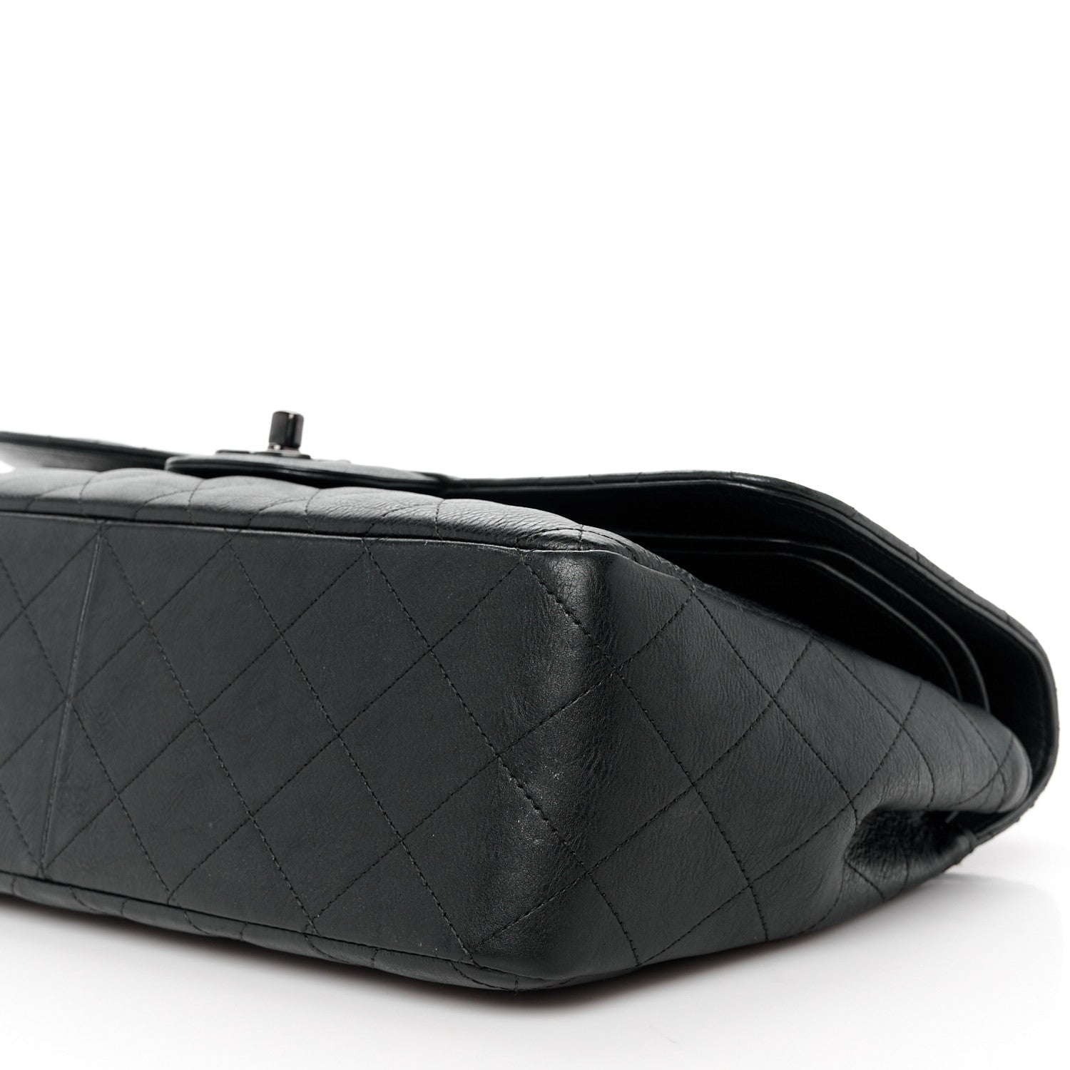 Chanel Crumpled Calfskin Quilted Jumbo Double Flap So Black 11 of 11