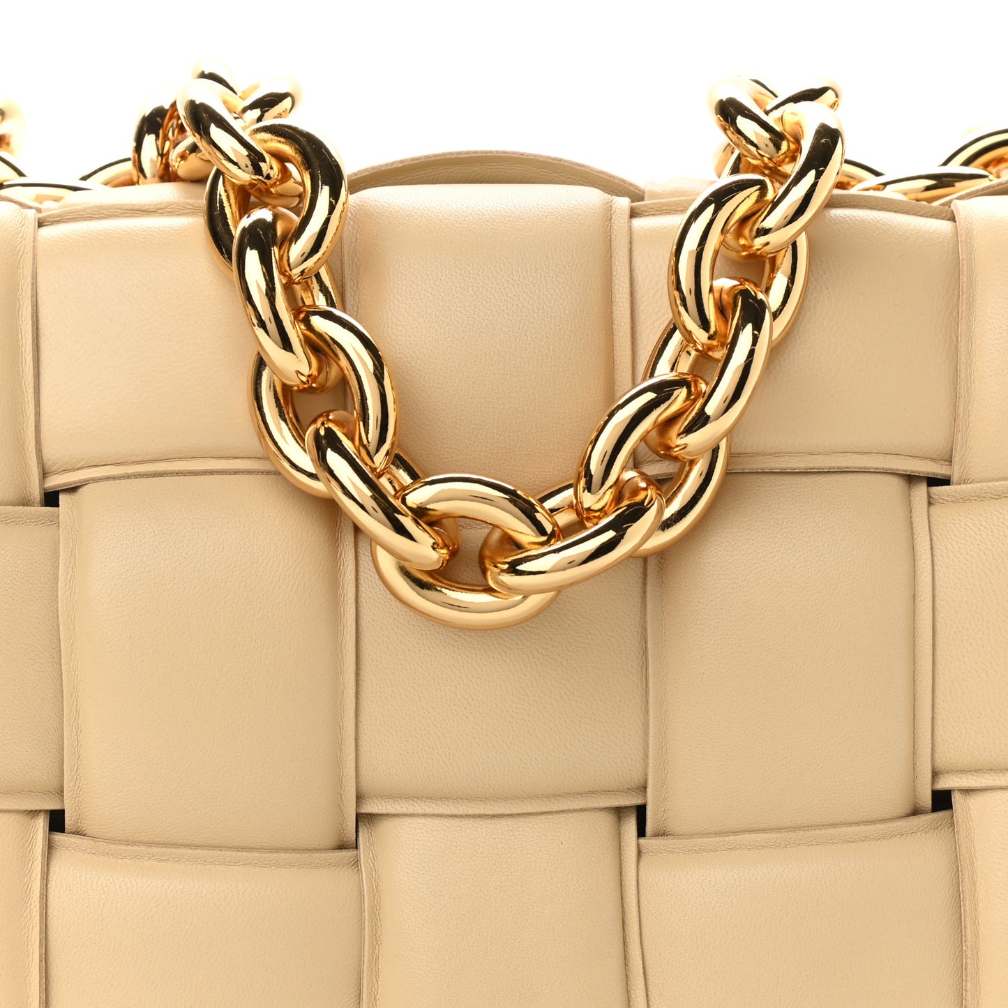 Lambskin Maxi Intreccio Padded Chain Cassette Crossbody Bag Porridge