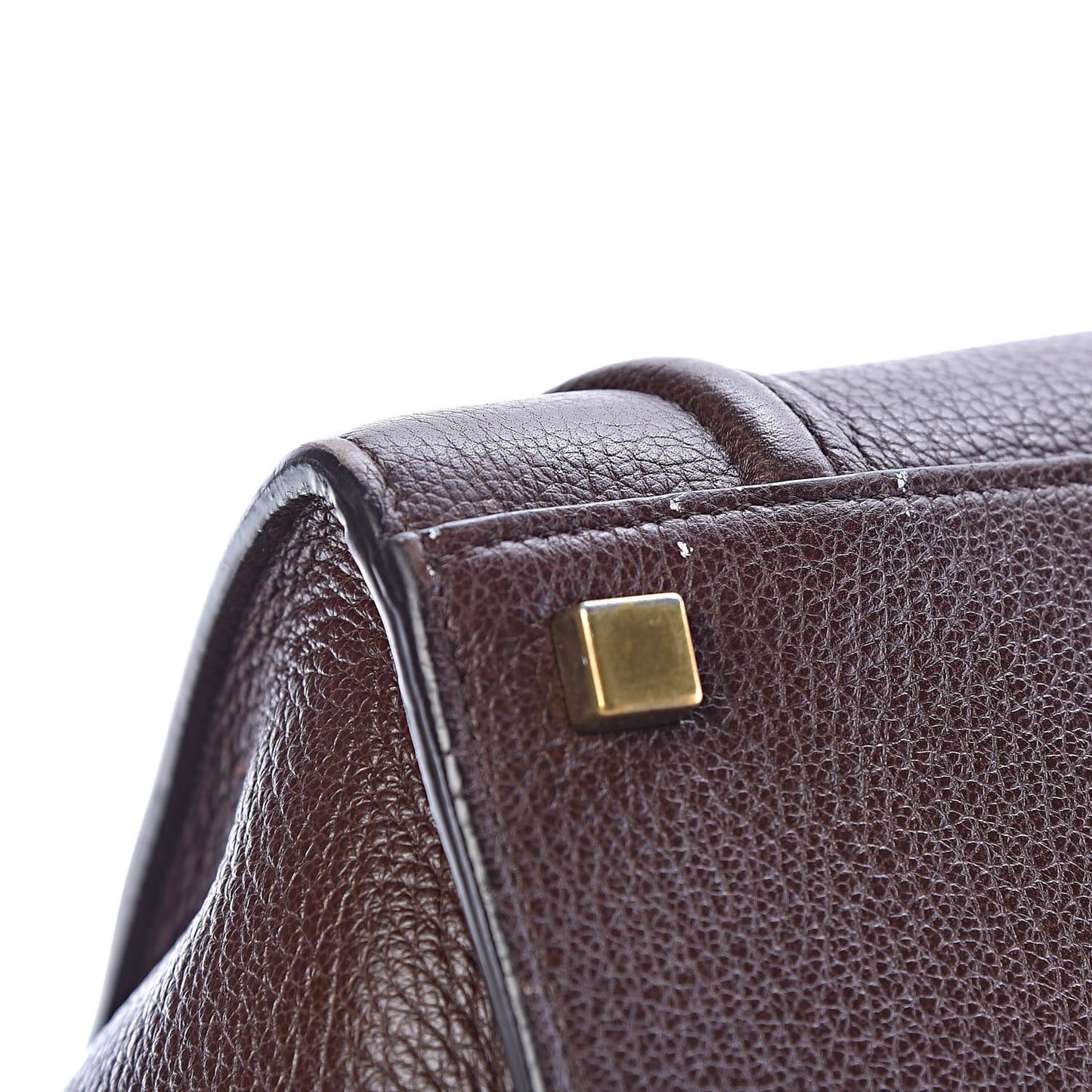 Shiny Grained Calfskin Medium Phantom Luggage Brown