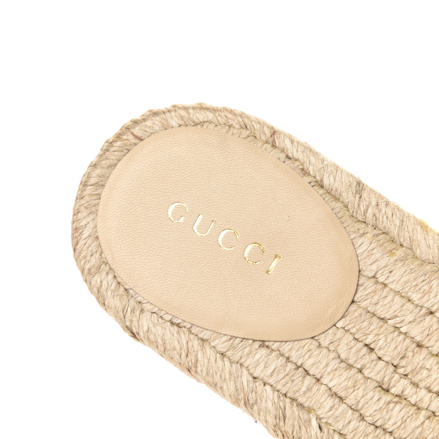 Raffia Elaphe Matelasse GG Marmont Espadrille Slippers 39 Natural Cream Brown