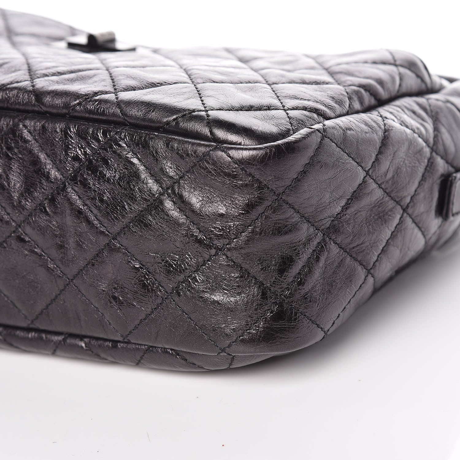 Chanel Metallic Aged Calfskin Quilted Medium Reissue Camera Case Black 6 of 9