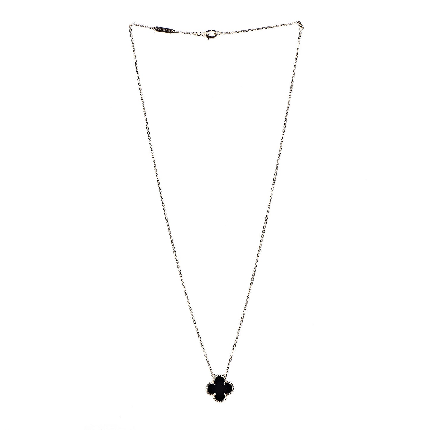 18K Yellow Gold Black Onyx Vintage Alhambra Pendant Necklace