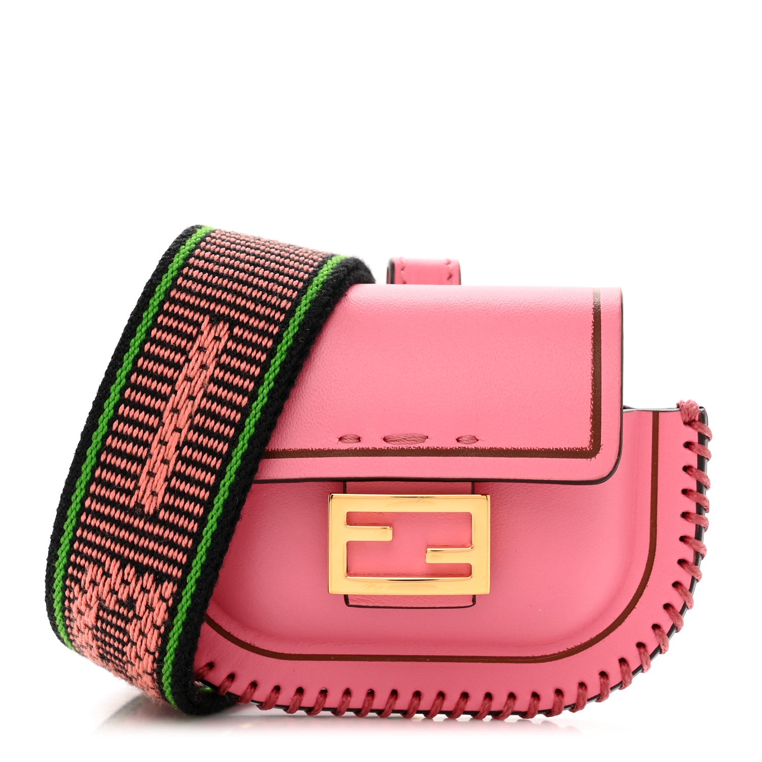 Fendi Vitello King Logo Pico Baguette Strap Airpods Pro Case Pink 1 of 6