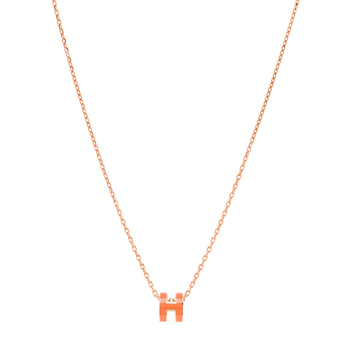 Lacquered Rose Gold Mini Pop H Pendant Necklace Orange