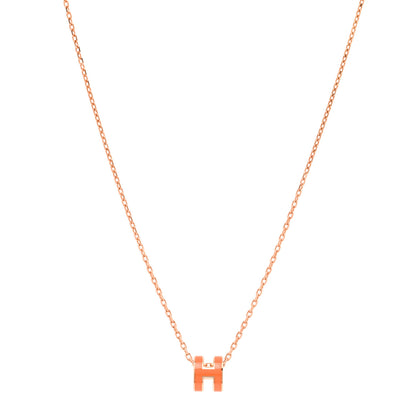 Hermes Lacquered Rose Gold Mini Pop H Pendant Necklace Orange 1 of 6
