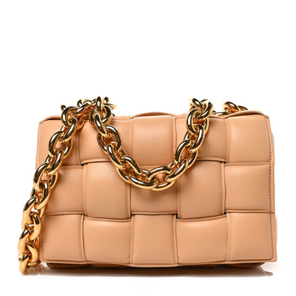 Bottega Veneta Lambskin Maxi Intreccio Padded Chain Cassette Crossbody Bag Almond 1 of 8