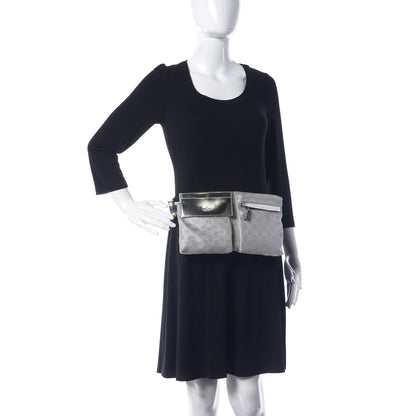Gucci GG Monogram Web Double Pocket Belt Bag Silver 2 of 10
