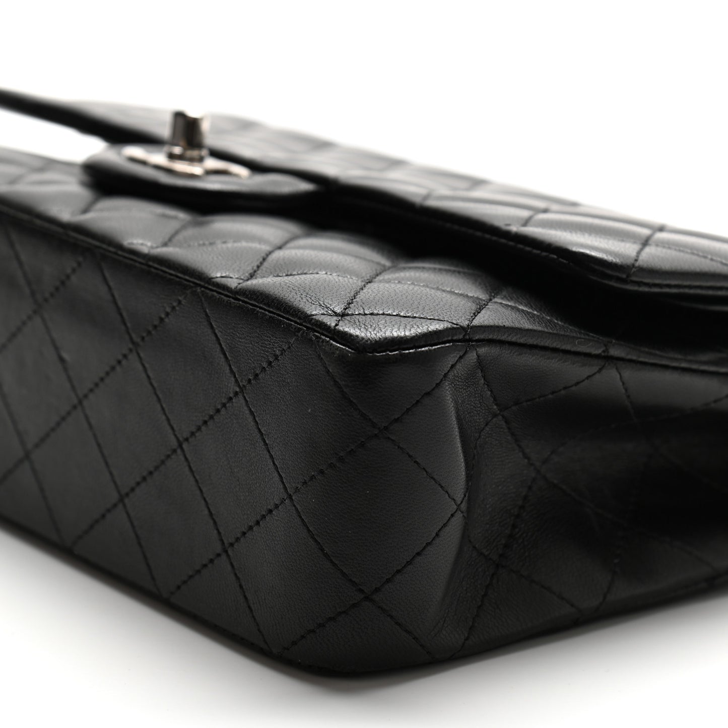 Lambskin Quilted Medium Double Flap Black