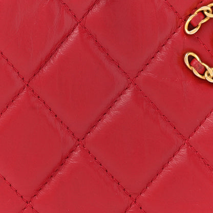Chanel Crumpled Calfskin Quilted Braided CC Small Hobo Red 8 of 16