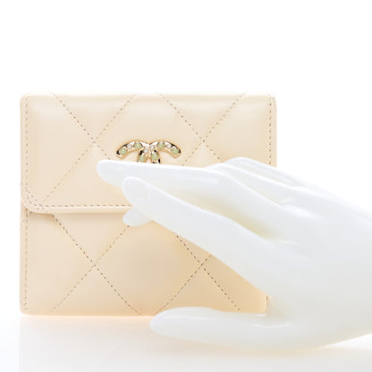 Chanel Iridescent Calfskin Quilted Compact Flap Wallet Beige 2 of 6