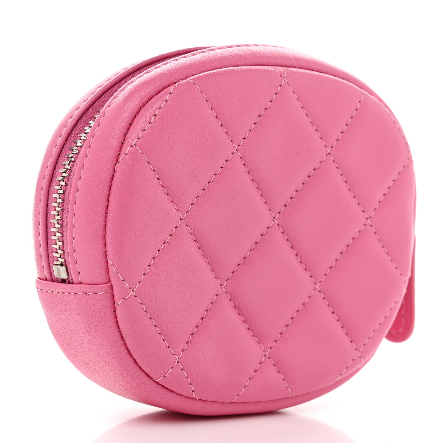 Lambskin Quilted Zip Around Classic Coin Purse Pink