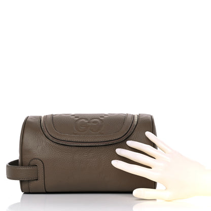 Gucci Piuma Calfskin Jumbo GG Embossed Small Toiletry Case Good Taupe 2 of 8