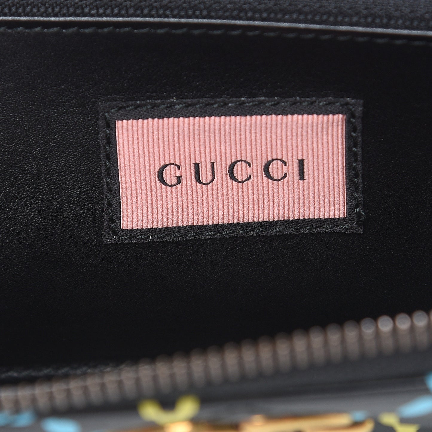 Calfskin Matelasse GucciGhost GG Marmont Zip Around Wallet Black New Acquamarine