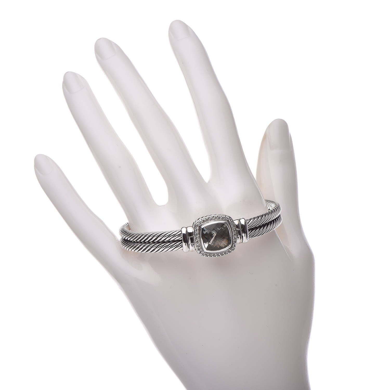 David Yurman Sterling Diamond Prasiolite 10mm Albion Cable Bracelet 2 of 5