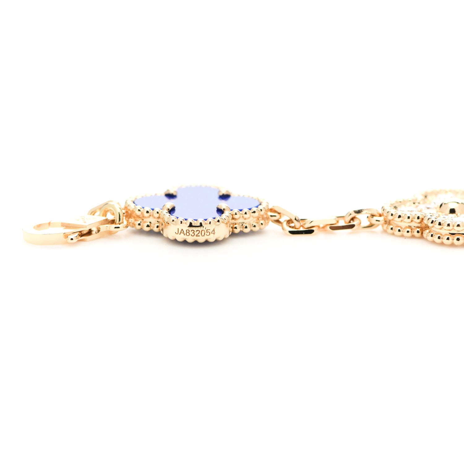 Van Cleef & Arpels 18K Yellow Gold Diamond Lapis Lazuli 5 Motifs Vintage Alhambra Bracelet 4 of 5
