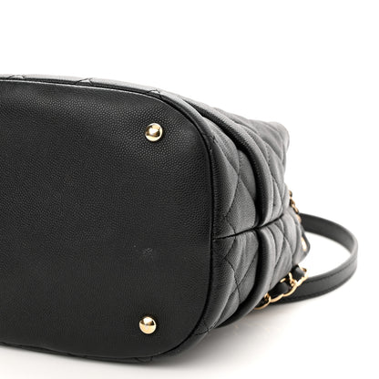 Chanel Caviar Quilted Rolled Up Bucket Drawstring Bag Black 9 of 10