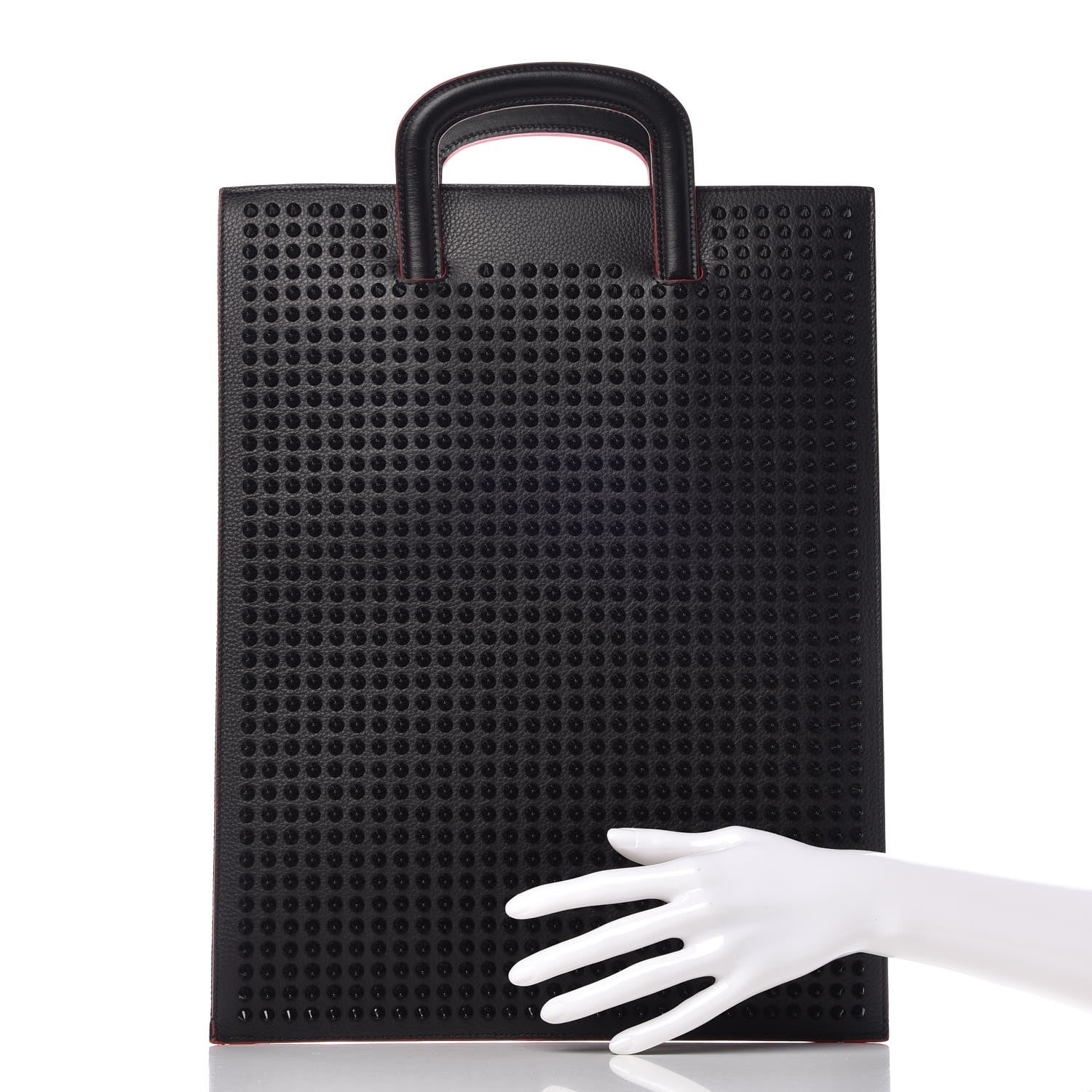 Christian Louboutin Calfskin Spiked Large Trictrac Portfolio Bag Black 2 of 15