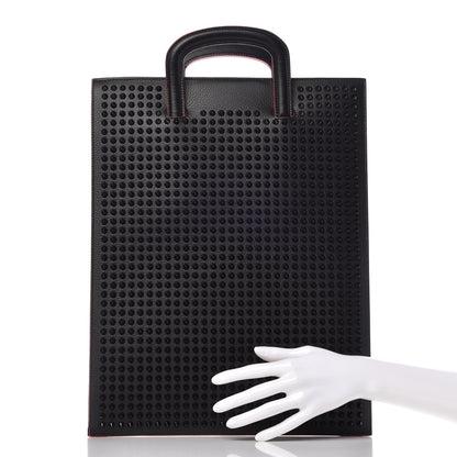 Christian Louboutin Calfskin Spiked Large Trictrac Portfolio Bag Black 2 of 15