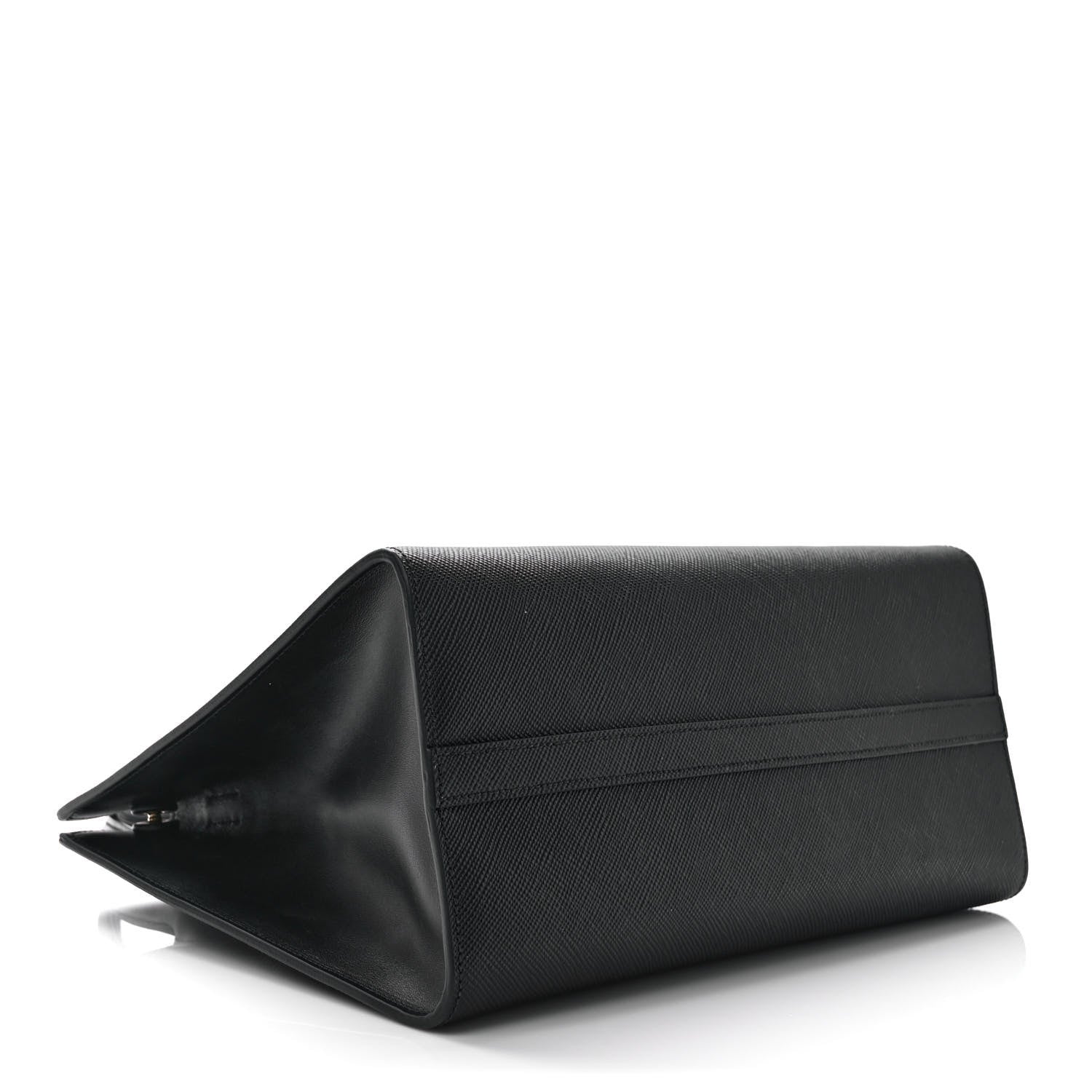 Prada Saffiano Cuir Calfskin Medium Monochrome Top Handle Tote Black 4 of 8