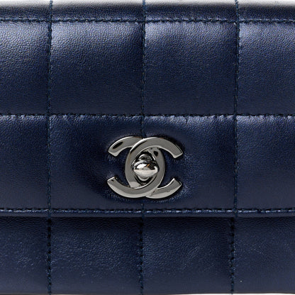 Chanel Lambskin Chocolate Bar Quilted 3 Chain Flap Navy Blue 9 of 12