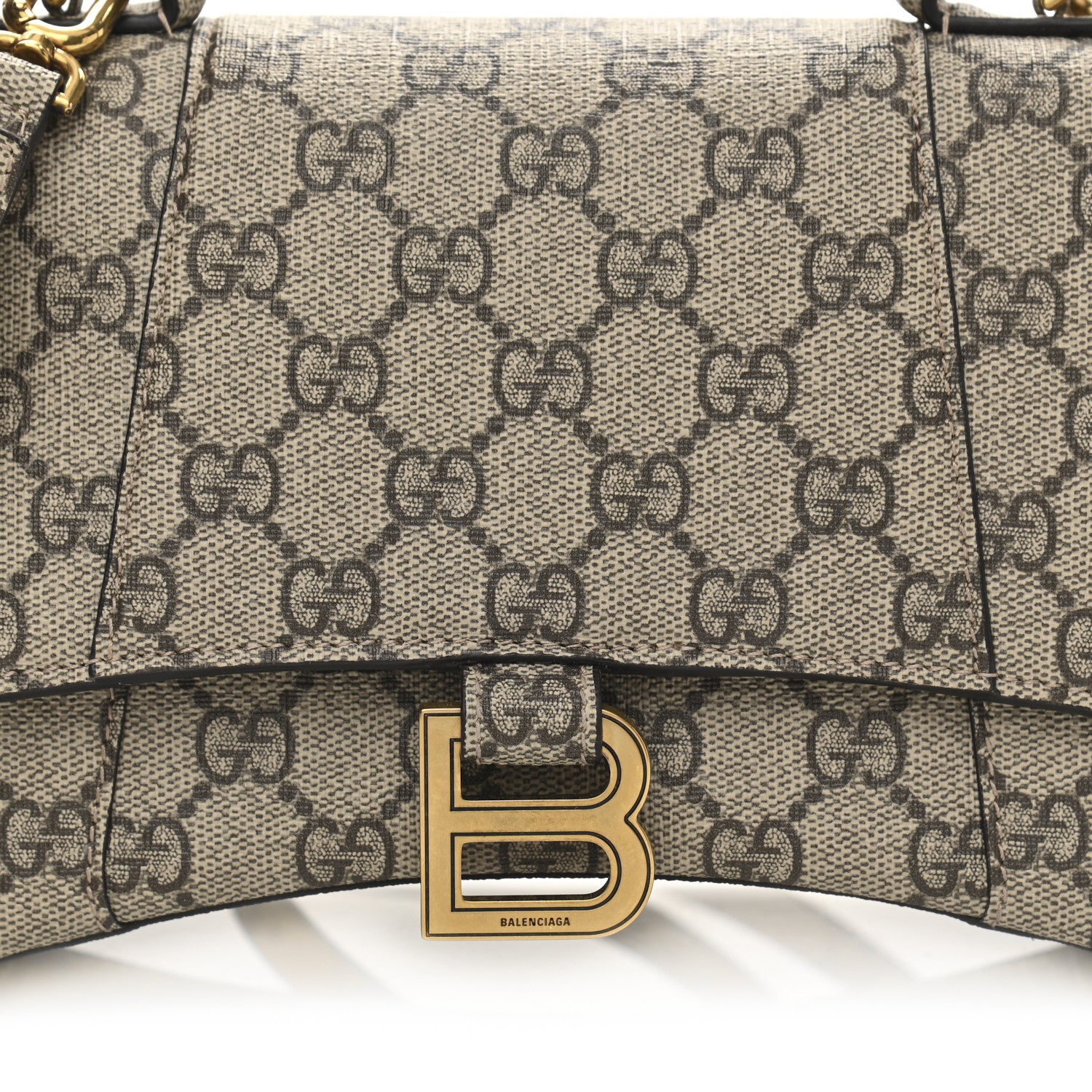 Balenciaga X GUCCI GG Supreme Monogram Small Hourglass Top Handle Bag Beige Ebony 10 of 12