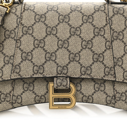 Balenciaga X GUCCI GG Supreme Monogram Small Hourglass Top Handle Bag Beige Ebony 10 of 12
