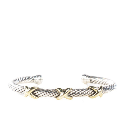 David Yurman Sterling Silver 14K Yellow Gold 5mm Triple X Cable Bracelet 1 of 6