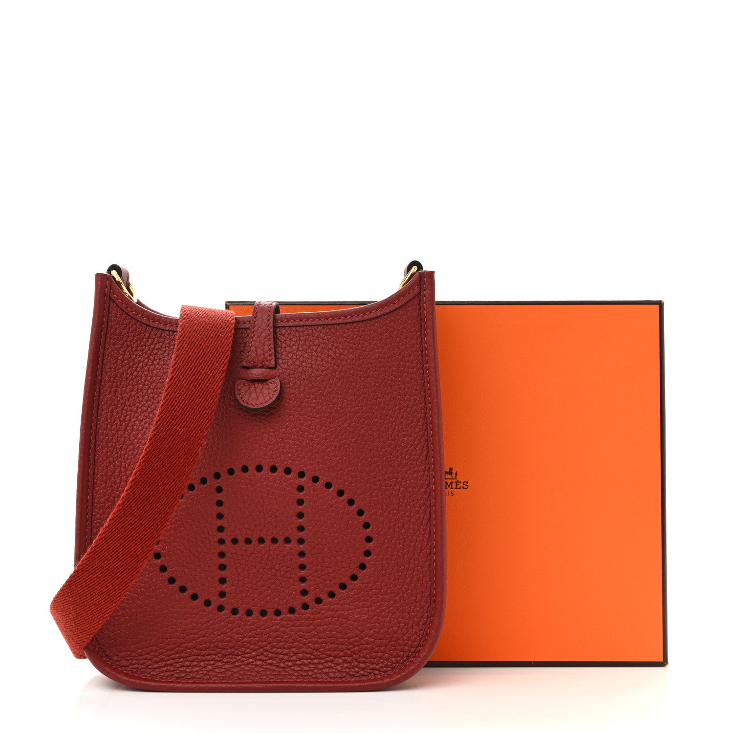 Hermes Taurillon Clemence Evelyne TPM Rouge H 11 of 11
