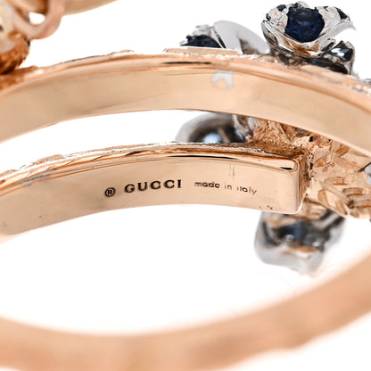 Gucci 18K Rose Gold Diamond Blue Sapphire Flora Wrap Ring 53 6.25 4 of 6