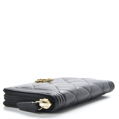 Chanel Lambskin Quilted Small Boy Zip Around Wallet Black 4 of 9