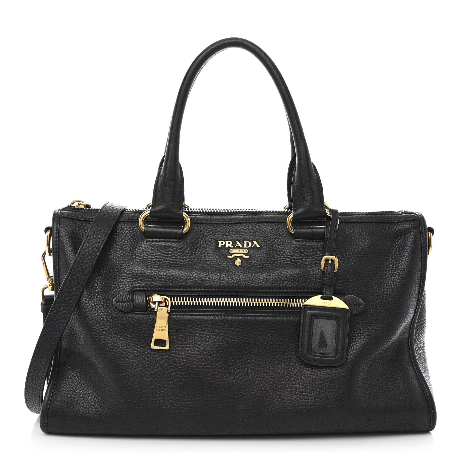 Prada Vitello Daino Shopping Satchel Black 1 of 19