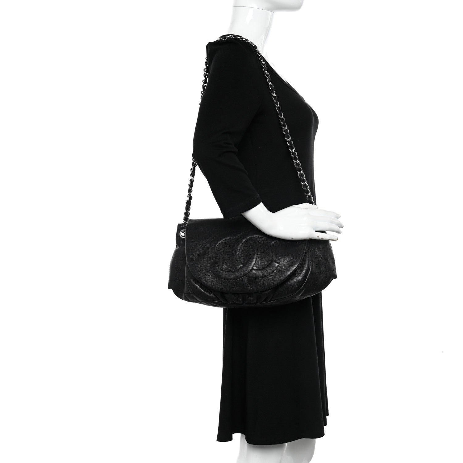 Chanel Caviar Half Moon Large Flap Black 2 of 10