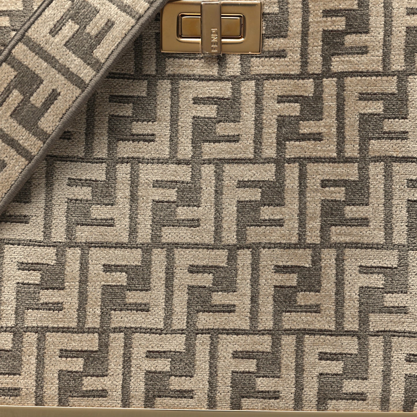 Chenille Suede Metal FF Small Peekaboo I SEE U Satchel Tortora Nuvola