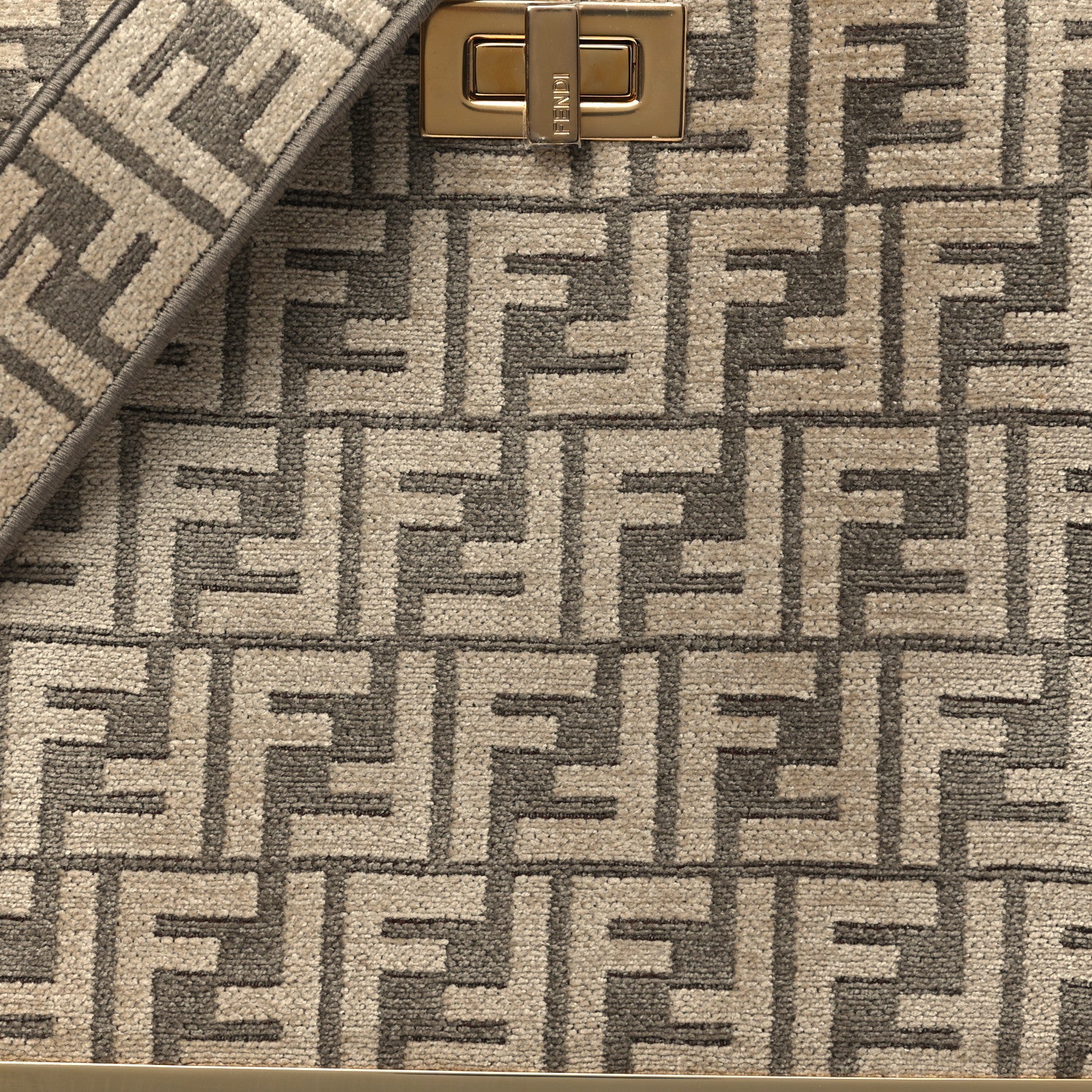 Fendi Chenille Suede Metal FF Small Peekaboo I SEE U Satchel Tortora Nuvola 8 of 11