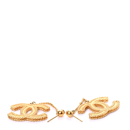 Chanel CC Drop Earrings Matte Gold 3 of 5