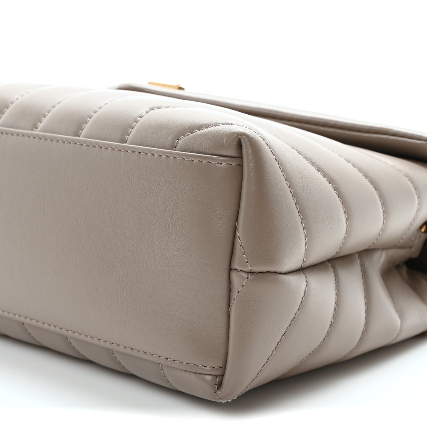 Calfskin Y Quilted Monogram Small Loulou Crossbody Bag Greyish Brown