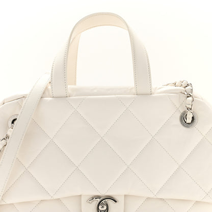 Chanel Aged Calfskin Quilted Small Express Bowling Bag White 8 of 11