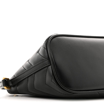 Gucci Calfskin Matelasse Chevron GG Marmont Sling Shoulder Bag Black 9 of 10