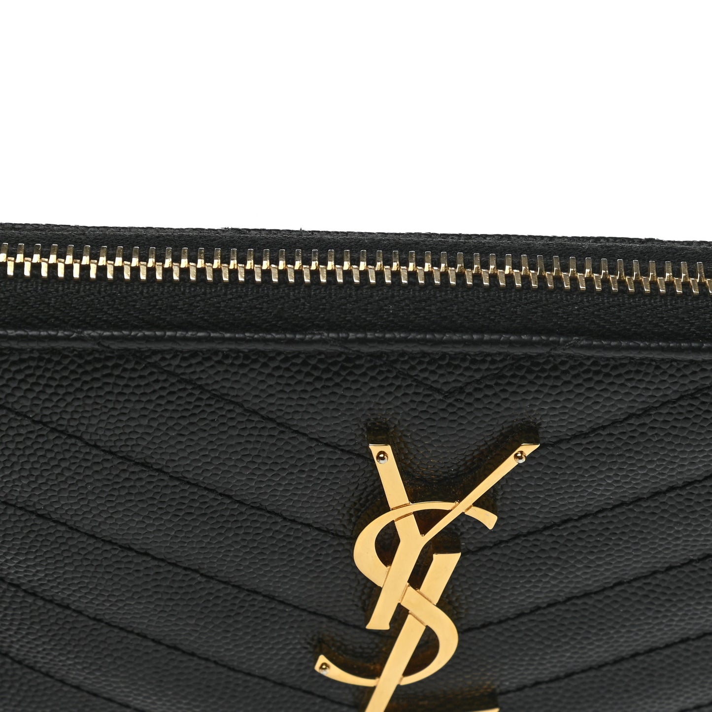 Grain De Poudre Matelasse Chevron Monogram Zip Around Wallet Black